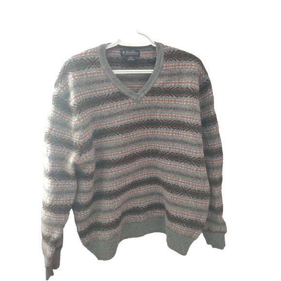 Brooks Brothers Scottish Lambswool Sweater Men's XXL Fair Isle Gray - Picture 1 of 10